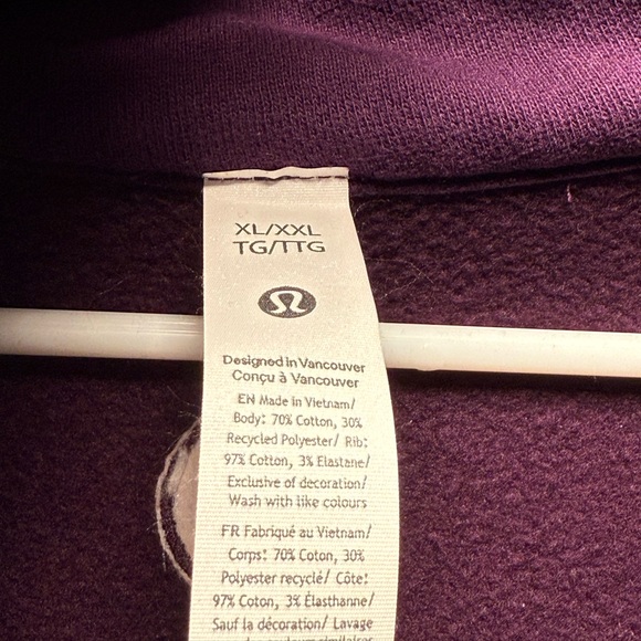 Lululemon Athletica Women's Purple Scuba Funnel Neck 1/4 Zip Sweater XL/XXL - Picture 4 of 4